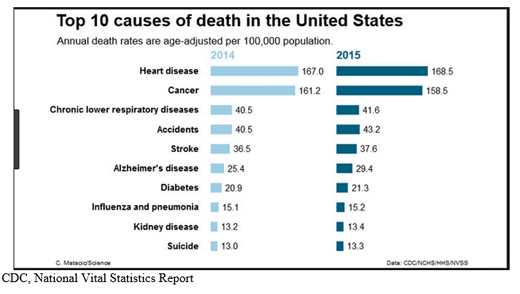 Top 10 causes of death in the United States